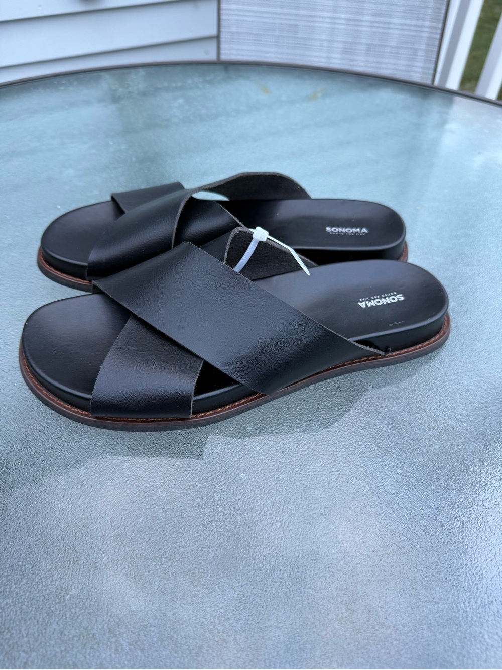Sonoma Black Crisscross Slide Sandals for Men